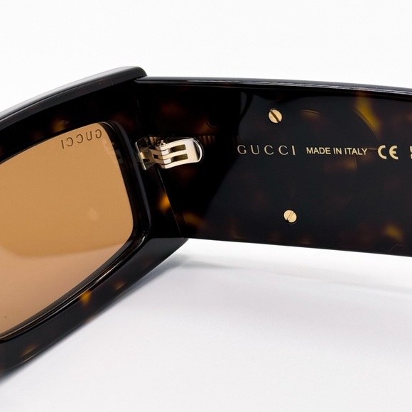 NEW GUCCI GG1425S 002 RECTANGLE BROWN WOMEN SUNGLASSES GUCCI - Picture 12 of 13